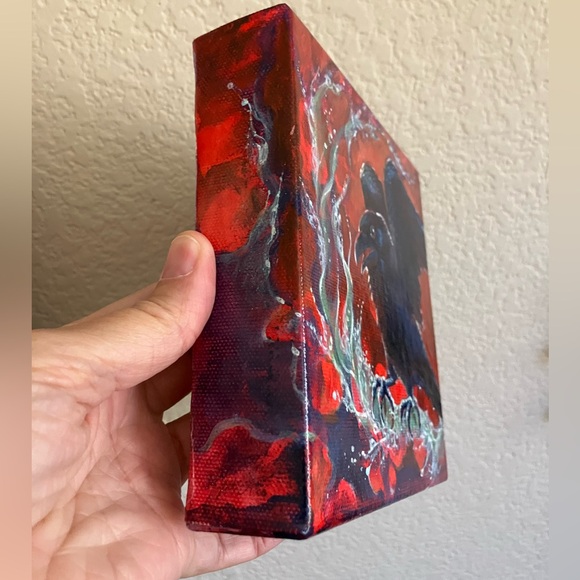 Original painting raven crow art ooak surreal artwork direct from artist USA - Picture 5 of 9